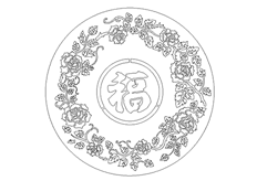 線切割2D-圓玫瑰福,線切割圖紙免費下載